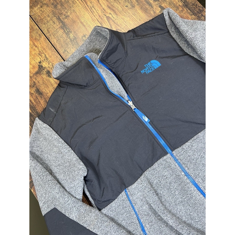 The North Face Jacket Boys XL Gray Blue Full Zip Fleece Outdoor Coat